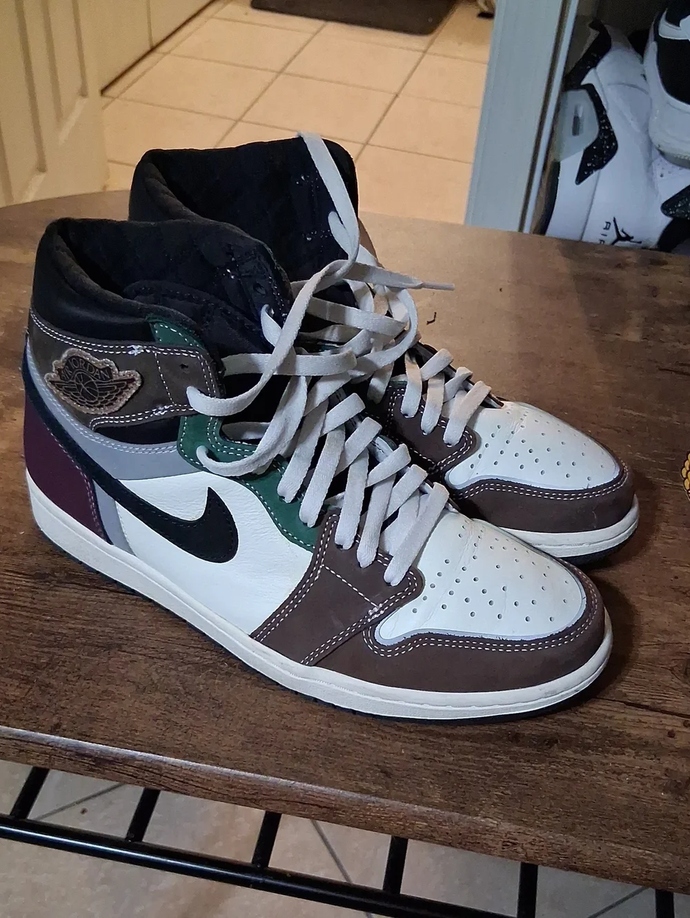 Jordan High-Top Sneakers - White / Brown / Black / Green / Purple